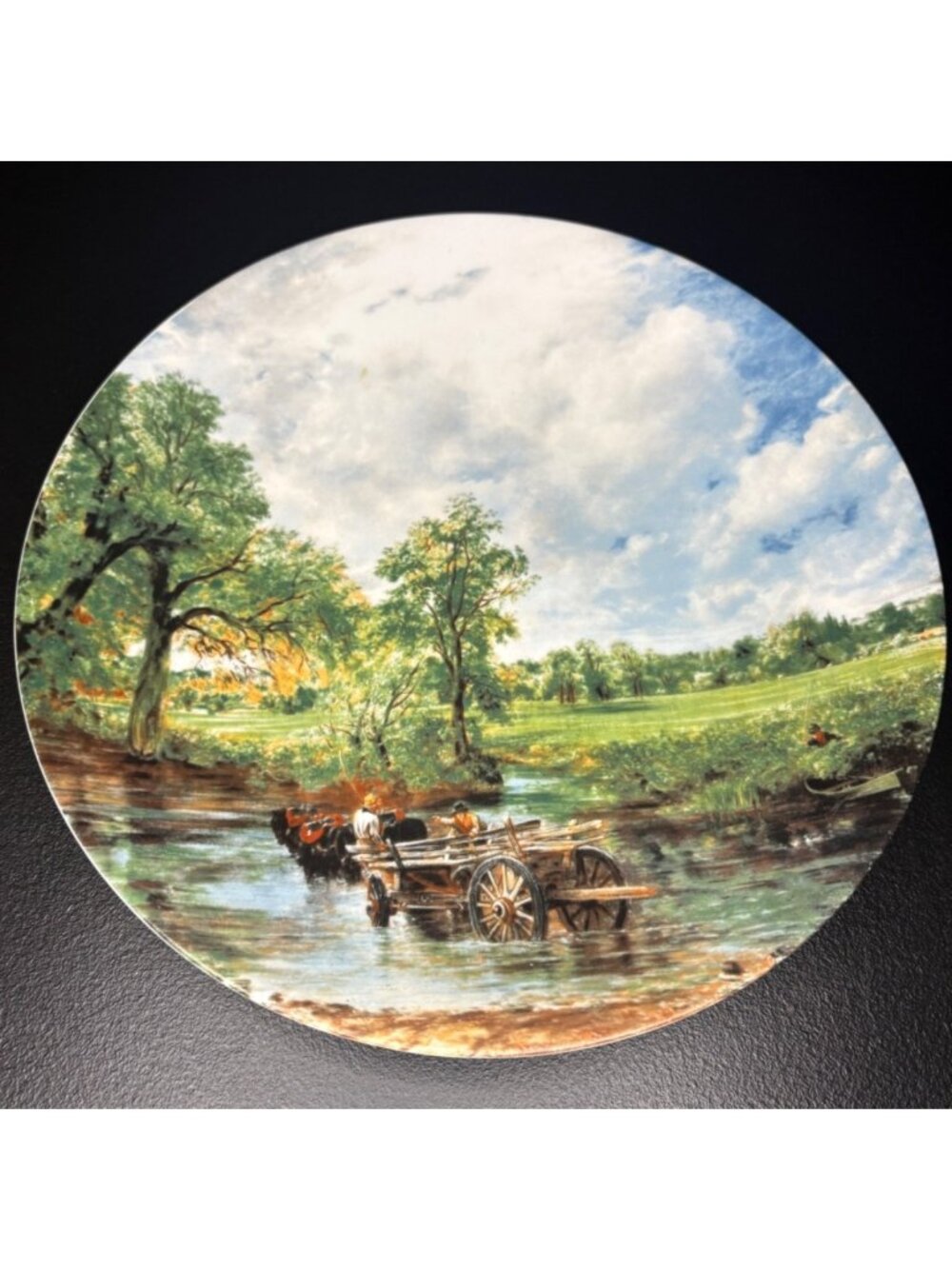 Hay Wain John Constable Vintage Plate Nature Scenic Wooden Wagon River Trees